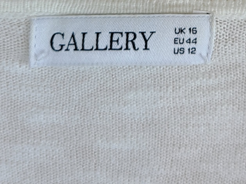 Gallery Women's Size 12 White Blue Faux 2 Piece Blouse Top Striped Long Sleeve - Picture 3 of 3