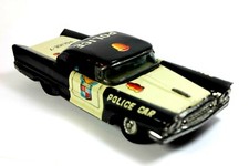 Vintage 1950 s Police Car 7 Plymouth Friction Jammed Marked - MADE IN JAPAN