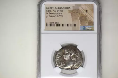 EGYPT. Alexandria. Nero (AD 54-68). BI tetradrachm (26mm, 12h). NGC Fine