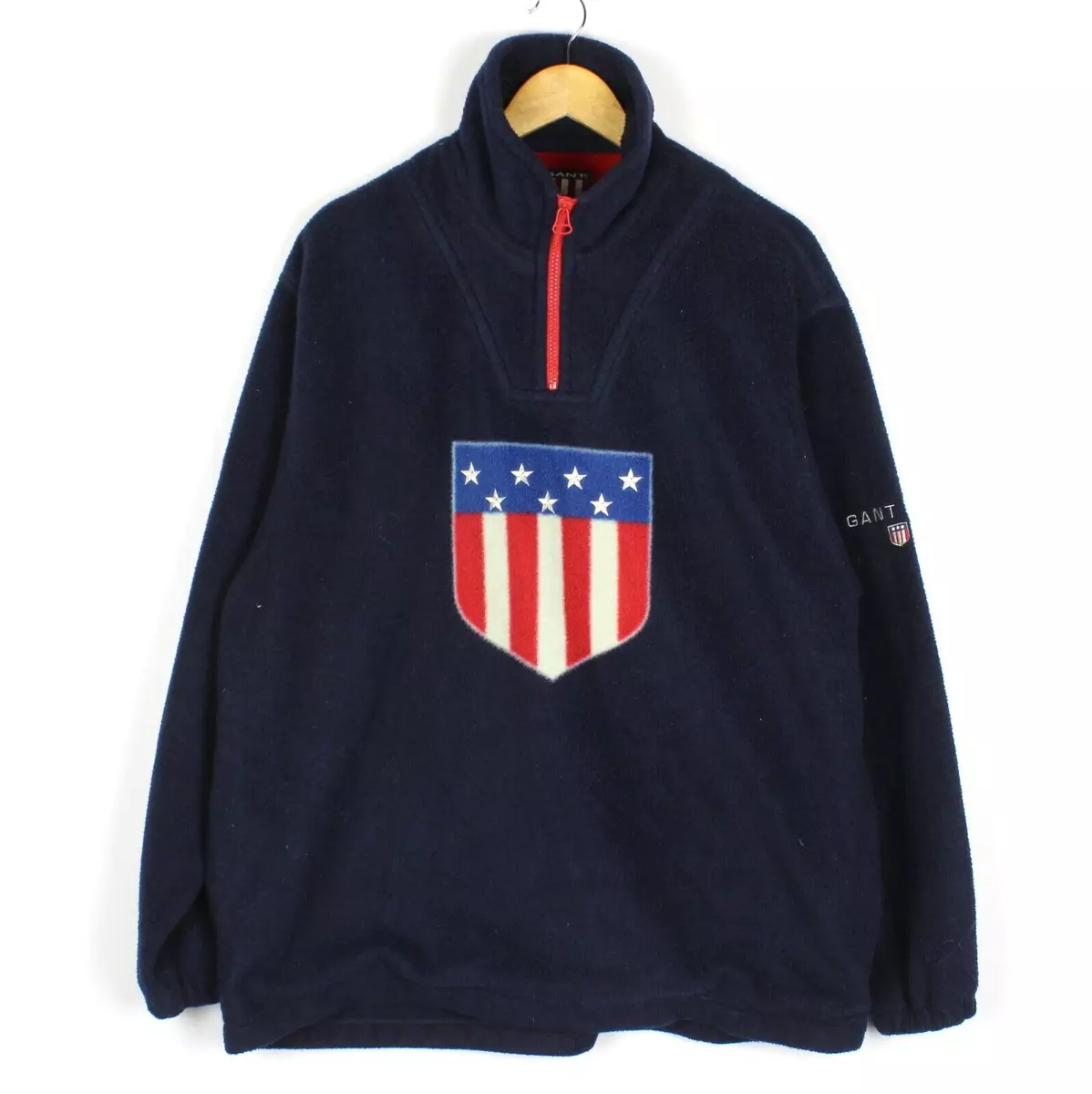 GANT Sport Homme Rugby Pull Polaire Taille L Haut Cou 1/4 Éclair