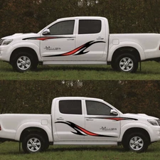 Black/Red Stripes Graphics Decals Stickers Car Body Two Side Trim Removable 2Pcs