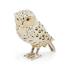 Saturno Sterling Silver and Enamel White Owl Medium Animal Gift - ST638-2