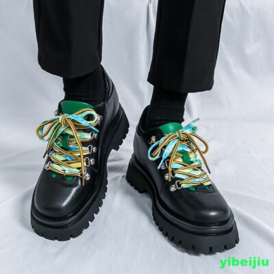 Punk Mens Glossy Platform Oxford Multicolor Shoelaces Casual Street Derby Shoes
