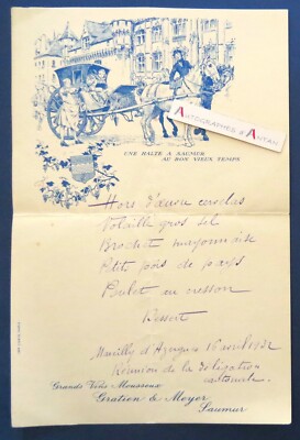 Menu Vierge Illustré – Cadre Noir, Saumur (49) – Vintage 1930 – Papeterie Ancienne France