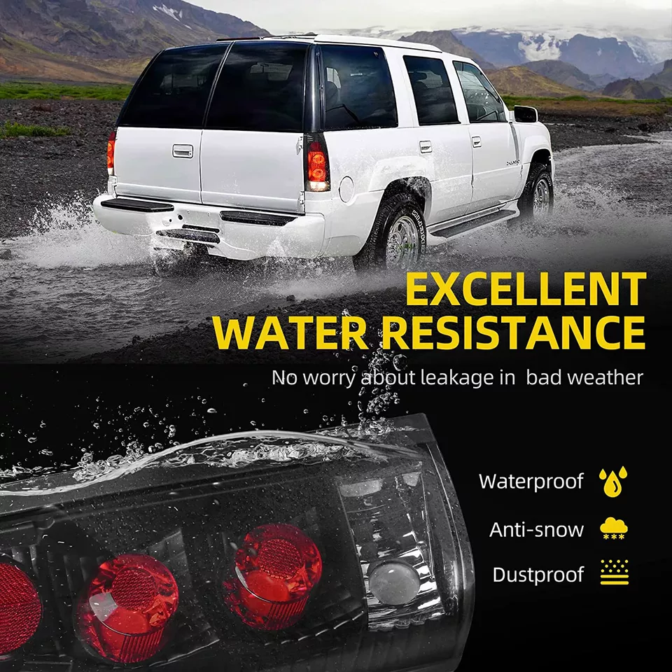 Tail Lights for 1988-1998 Chevy GMC C/K 1500 2500 3500 Black Smoke Brake Lamps - Image 3 of 4