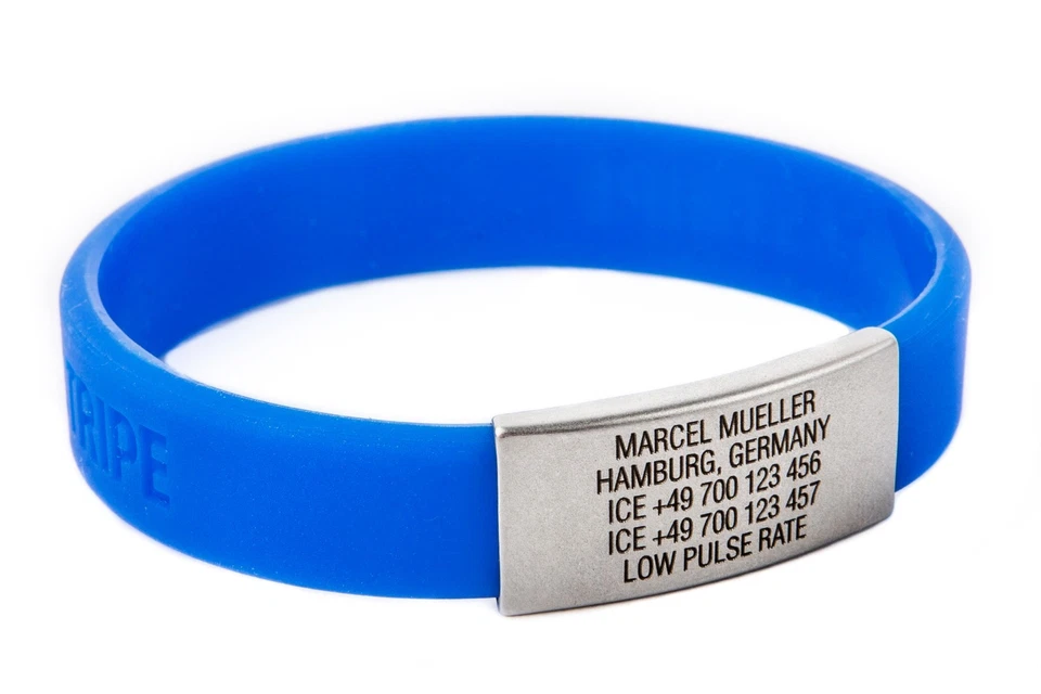 Pulsera ICEstripe Delgada Alerta Médica ID Silicona con Grabado Personalizado Gratis Hombres Foto 2 de 4