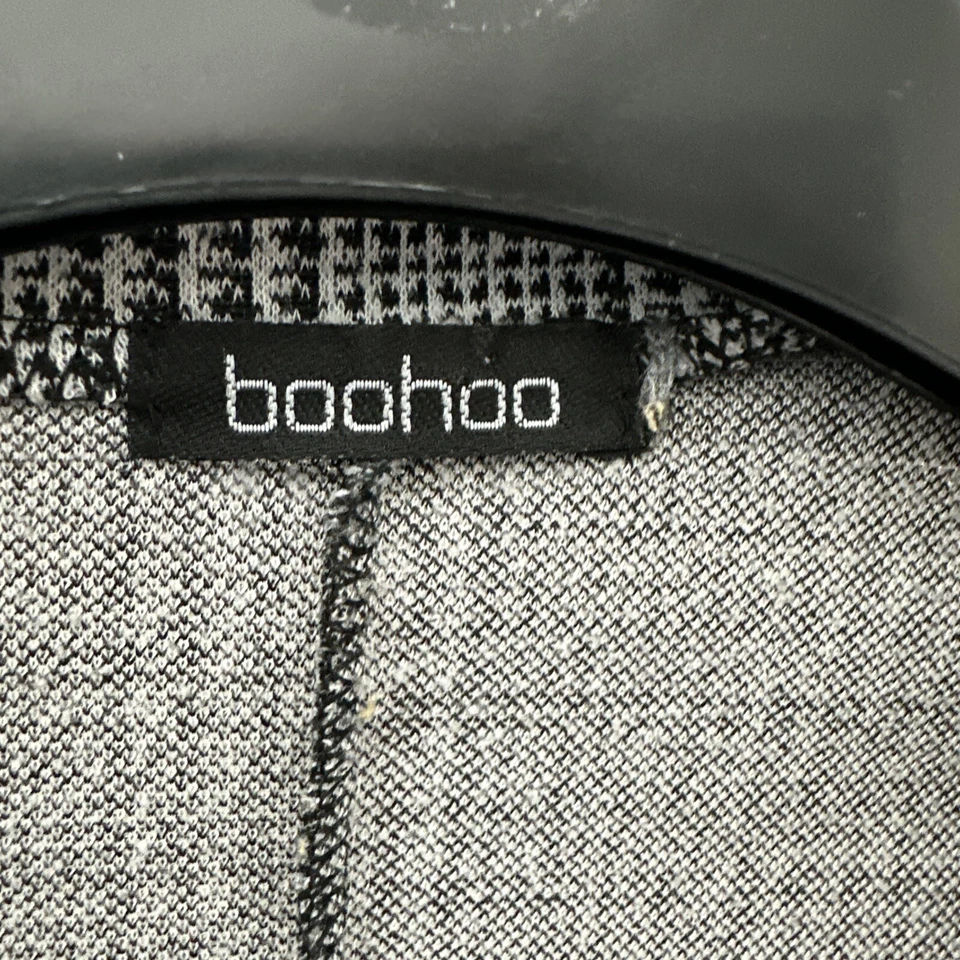 Blazer abierto a cuadros gris BooHoo para mujer, talla 14 del Reino Unido, manga acanalada Foto 2 de 4