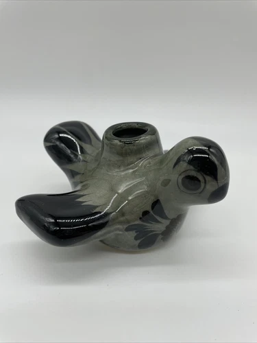 Vintage Tonala Small Bird Candlestick Holder Mexican Glazed Pottery Piece