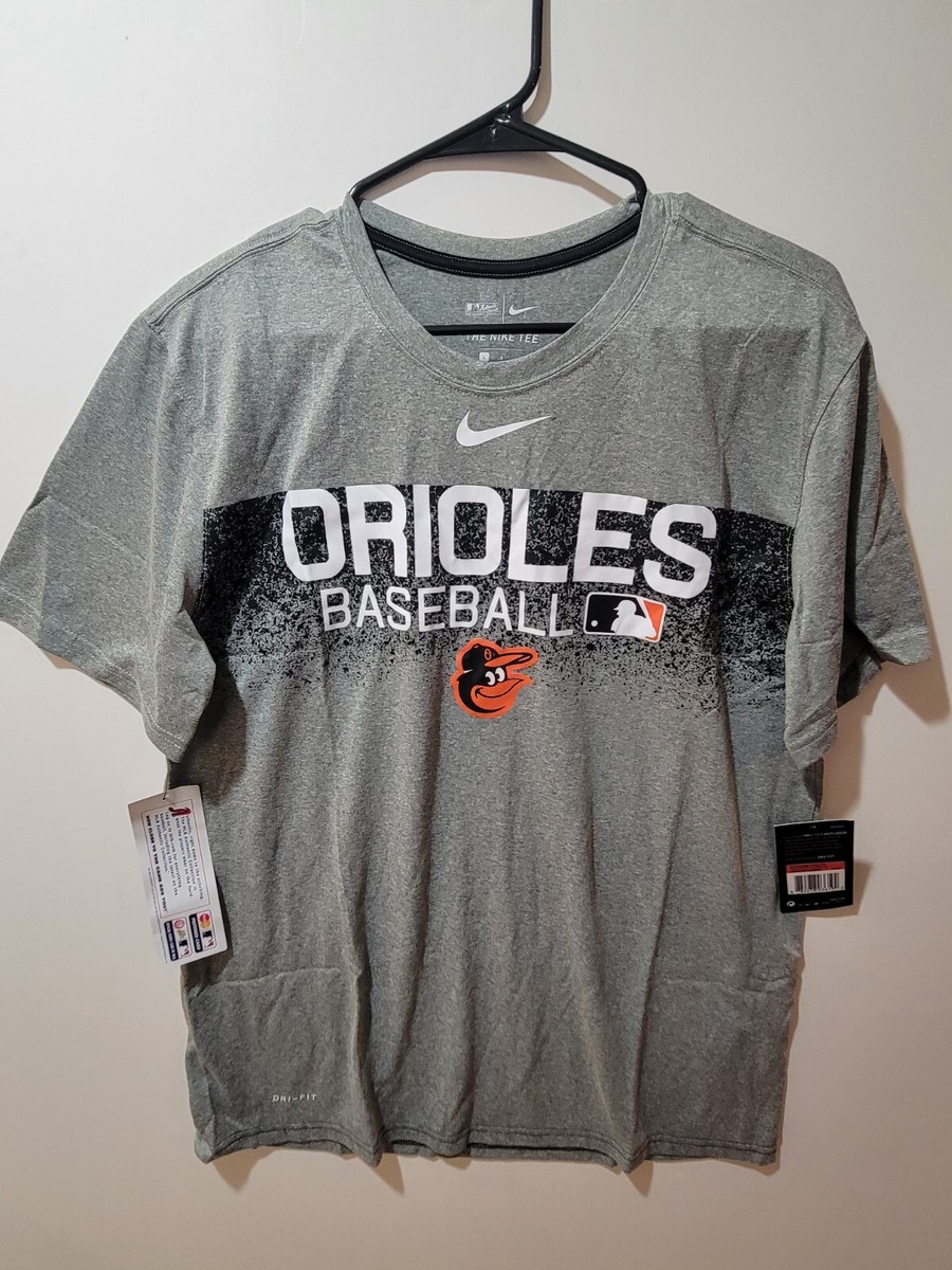 LARGE -- NIKE Baltimore Orioles DRIFIT SHIRT mlb gray workout NWT