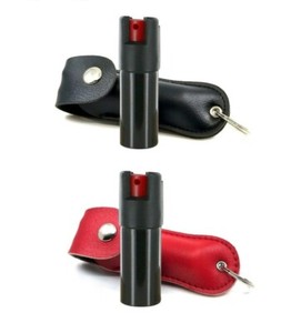 2 Pack Key Chain Pepper Spray .50oz Black & Red Sim. Leather Case Security-".,