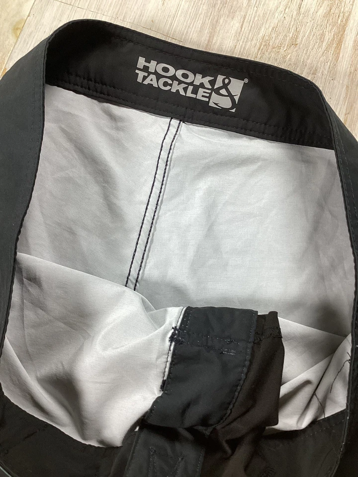 Pantalones cortos de tabla Hook And Tackle negros con marlin natación surf para hombre 34 Foto 3 de 4