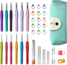Ergonomic Crochet Hook Set, 12 Sizes with Case - Ideal for Beginners and Gifts