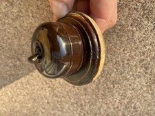 TUCKER TELAC 1950'S BAKELITE CERAMIC TOGGLE SWITCH ON WOOD BLOCK