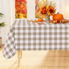 Rectangle Table Cloth, Waterproof Vinyl Tablecloths with Flannel Backing, Wipeab