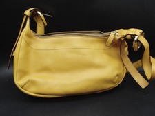 Sazaby Yellow Leather Shoulder Bag Gold Hardware Zip Top Curved Hobo B794