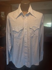 Vintage Ely Plains Rider Brand Western Pearl Snap Shirt L Big 70s Collar 16-16.5