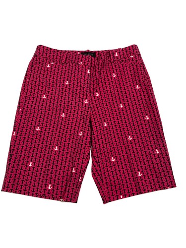 Talbots, Talbots Women Sz 6 Raspberry & Navy Blue & White Anchors Print Bermuda Shorts #Y
