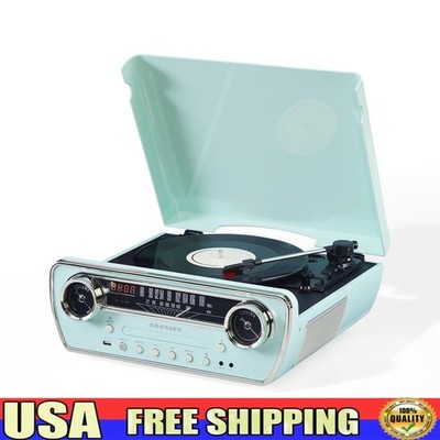 7-in-1 Bluetooth Record Player Turntable AM FM Radio CD Player AUX Jack New