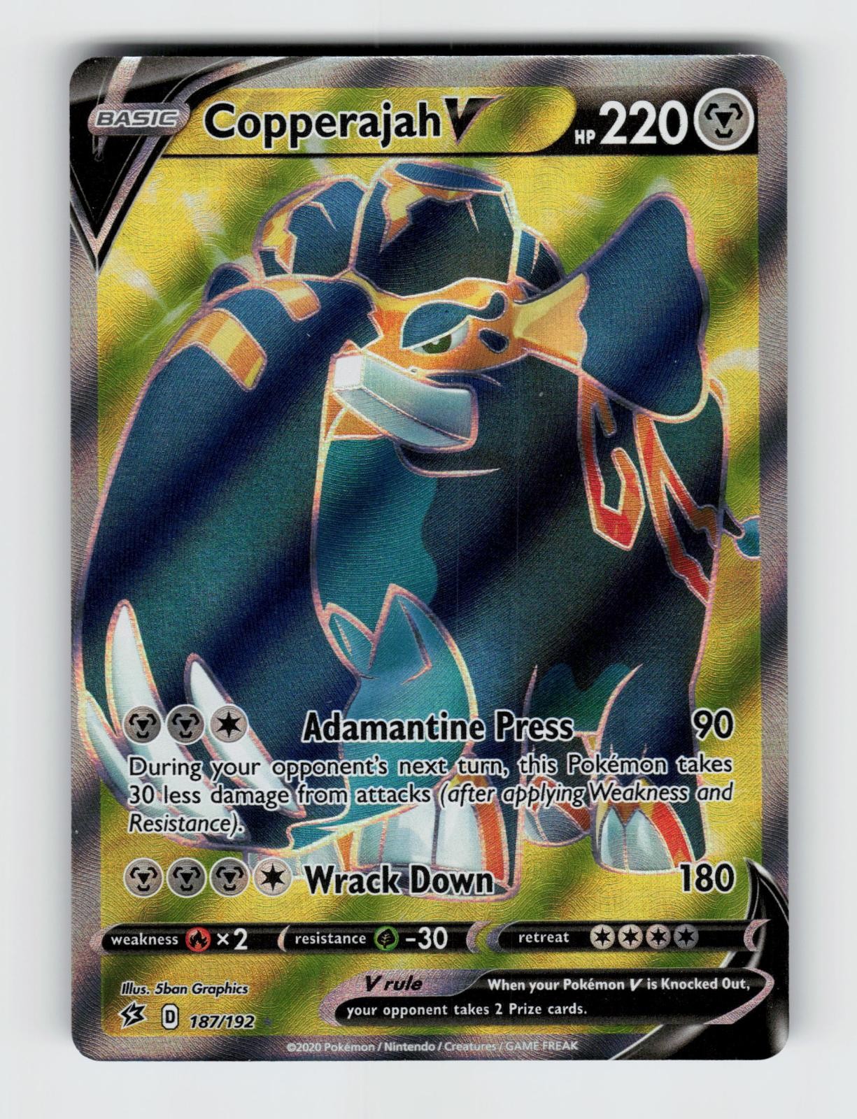 Copperajah V 187/192 Holo Ultra Rare Rebel Clash Pokemon 2020 Lightly Played
