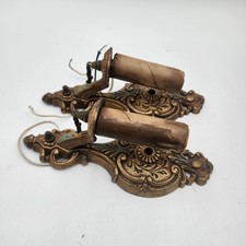 ANTIQUE HEAVY BRASS EMPIRE WALL electric light SCONCES candle
