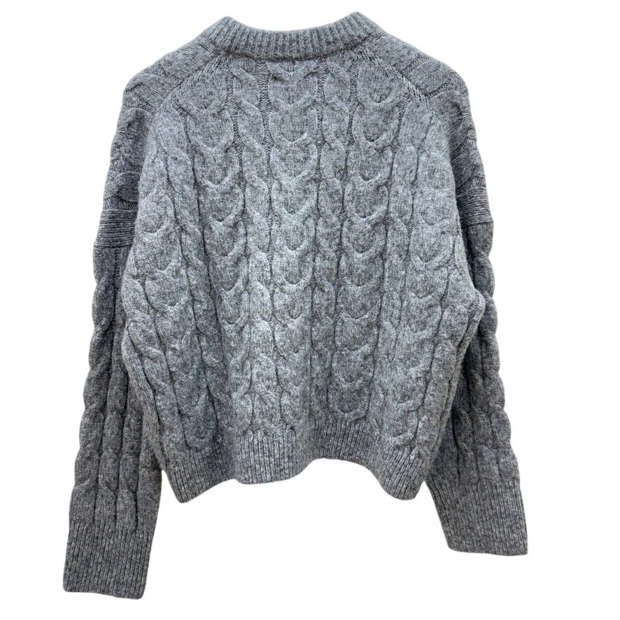 Suéter feminino Abercrombie & Fitch cinza malha cabo L pescador grosso macio preppy - Imagem 2 de 4