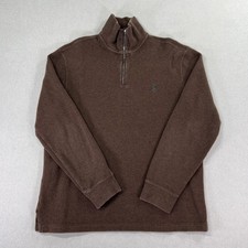 Vintage Polo By Ralph Lauren Sweater Mens M Brown 1/4 Zip Mock Neck Cotton Knit