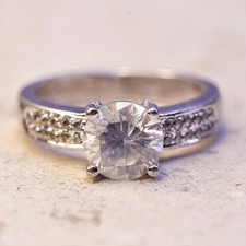 Size 7.25, vintage Sterling 925 silver engagement anniversary ring cluster Cz