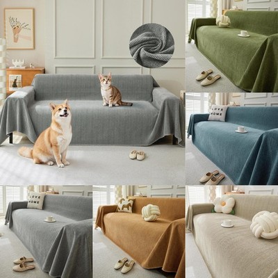 Extra Large Chenille Sofa Slipcovers 90'' Widened Couch Blanket Chevron Pattern