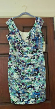 LONDON TIMES Sz 16 W NWT Sheath Dress Floral Sleeveless Stretch Knit