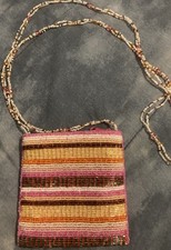 Vintage La Regale Small Beaded Purse Wbeaded Shoulder Strap. Pink Yellow Beig Vintage La Regale Small Beaded Purse Wbeaded Shoulder Strap. Pink Yellow Beig