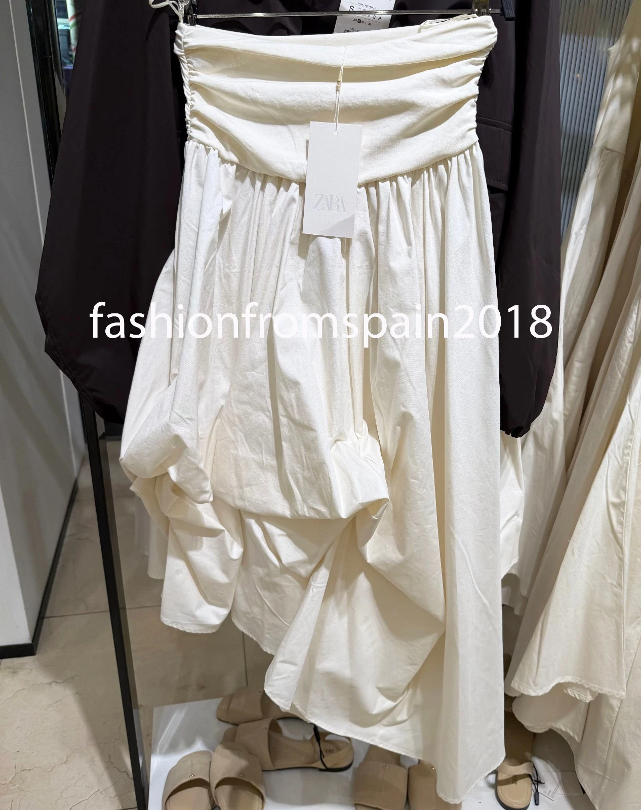 ZARA NEW WOMAN MID-RISE ASYMMETRIC COMBINATION VOLUME SKIRT ECRU 4174/216/712