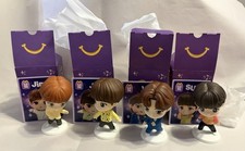 Set of 4 BTS Tiny Tan Throwback Edition McDonald s Happy Meal Toy 2025 Box Card