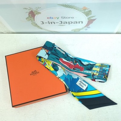 HERMES Paris WOW Comic Twilly 100 % Seide Schal blau Made in France mit Box