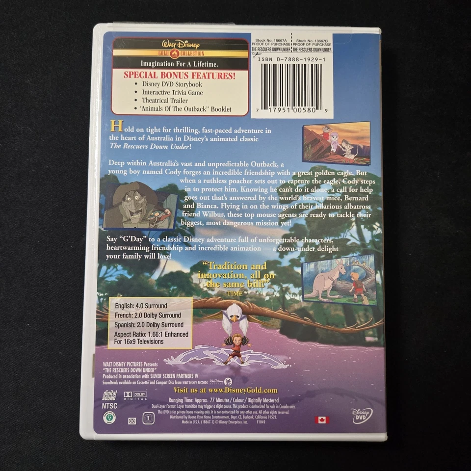 The Rescuers Down Under Walt Disney Gold Collection (DVD) - Image 2 of 3
