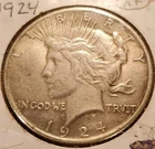 1924 P Peace Silver Dollar. Guaranteed Authentic. Nice Coin. VF EF XF AU