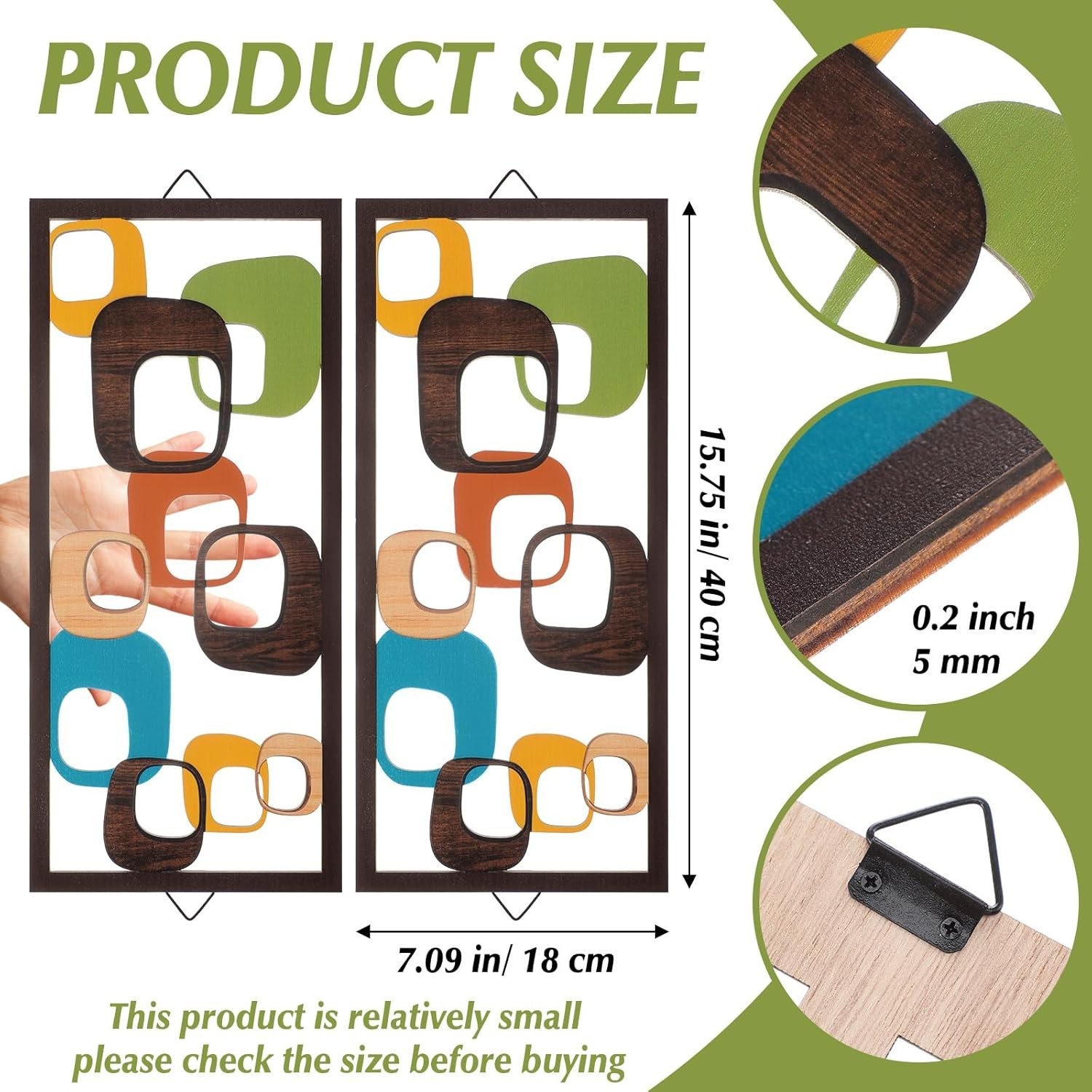 2 Pcs Mid Century Wall Art Mid Century Modern Decor Elegance Wall Accents Woo...