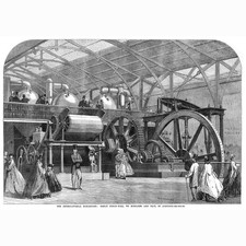 LONDON Int. Exhibition Great Sugar Mill by Mirrlees & Tait - Antique Print 1862