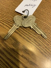 Lot Of 2 Vintage Russwin Key - Beautiful Art Deco Design MATCHING