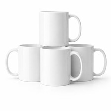 4 Pack White Ceramic Coffee Mugs 11oz Plain Tea Cups Kitchen Home Set uk 