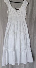 SPEED CONTROL Womens Dress Sleeveless White Boho Cottage Core Fit and Flare Sz L