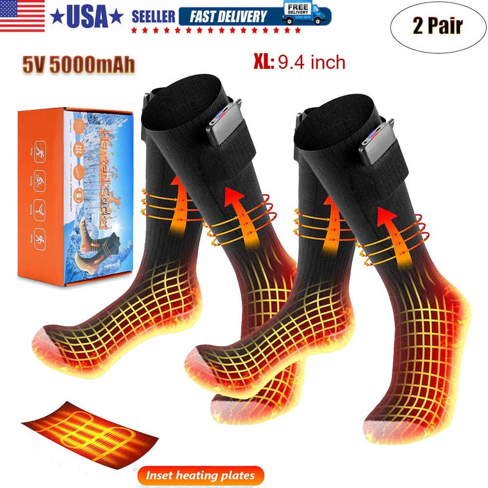 Men & Women Electric Heated Socks Foot Winter Warmer Sock 5000mAh Battery Power
