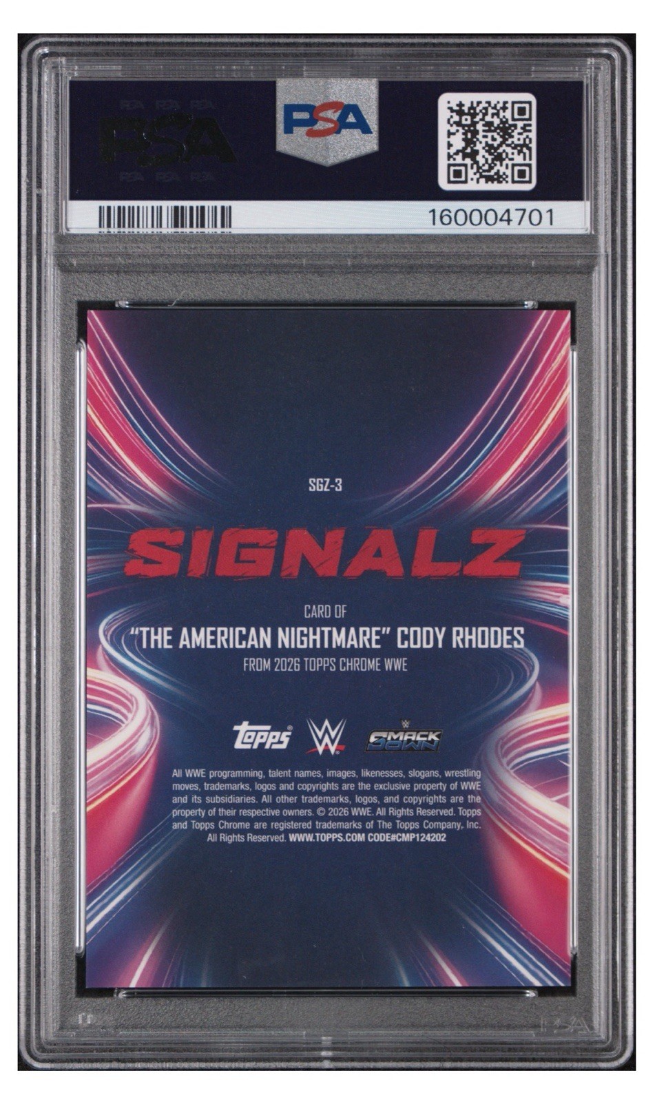 2026 Topps Chrome WWE 3 Cody Rhodes Signalz PSA 10 SSP Low pop view 2