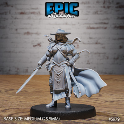 D&D Miniature - Half-Orc Female Adventurer - 3D Model Print DnD RPG Figur Druck