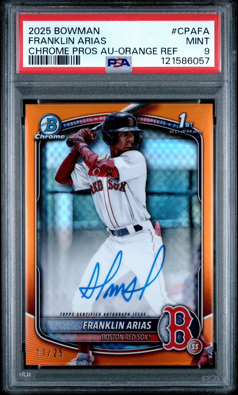 2025 Bowman Chrome Prospect Autographs #CPAFA Franklin Arias Orange /25 PSA 9