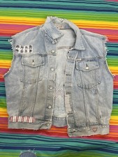 VINTAGE GUESS Men Vest Large Blue Denim Sleeveless Georges Marciano USA H55