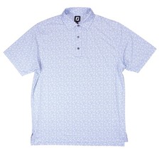 FootJoy FJ Mens L Golf Polo Shirt Short Sleeve Floral Print Blue White