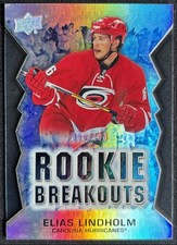 2013-14 Upper Deck Series 2 Elias Lindholm RB6 Rookie Breakouts 086 /100