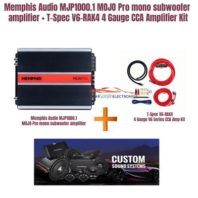 Memphis MJP1000.1 MOJO Pro Car amplifier + T-Spec V6-RAK4 4 Gauge Amplifier Kit
