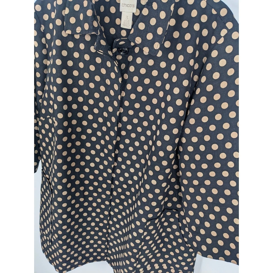 Chaqueta Chicos Mujer XL Negro Tostado Lunares Blazer Retro Oficina Trabajo Abrigo Foto 2 de 4