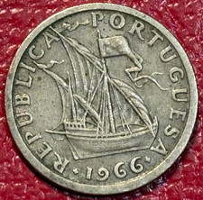 BETTER GRADE 1966 PORTUGAL 2.5 2 1/2 ESCUDOS COIN-DEC276